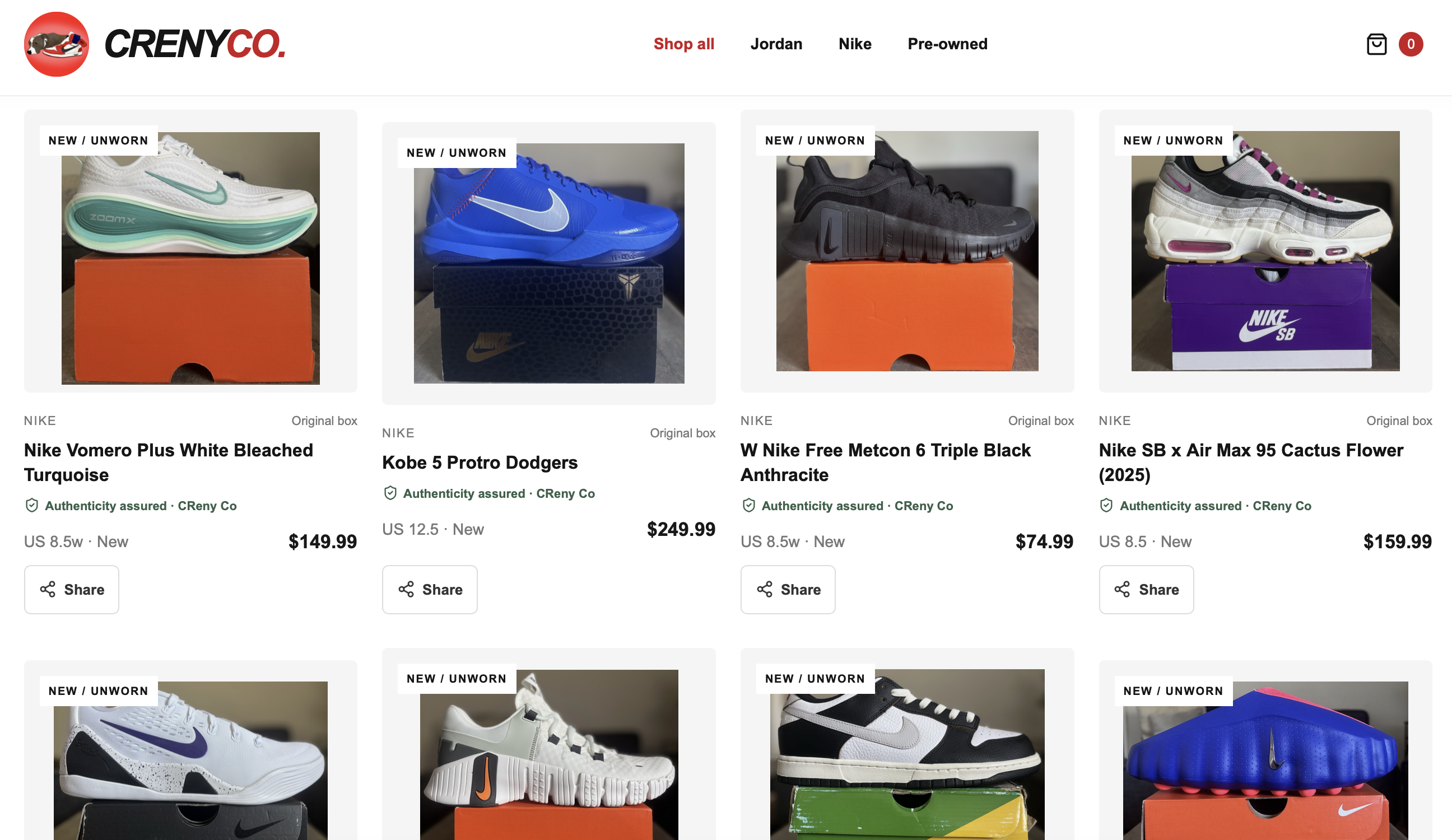 CRENY.CO sneaker marketplace